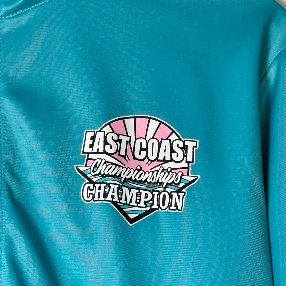 East Coast Championships Teal Track Jacket Womens Size Small Zip‎ Up Athletic